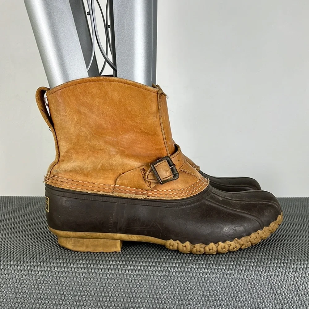 Llbean tan brown waterproof classic vintage bean duck boots women’s size 9